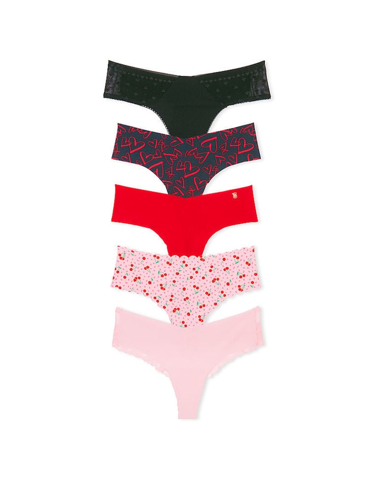 Victoria's Secret Black/Red/Pink 5 Pack Knickers - Image 1 of 1