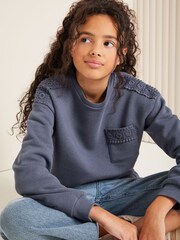 Lipsy Blue Crochet Sweatshirt - Image 4 of 4