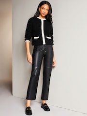 Lipsy Black Crew Neck Button Through Boucle Cardigan - Image 3 of 4