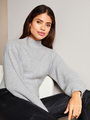 Lipsy Grey Roll Neck Cable Knit Jumper - Image 4 of 4