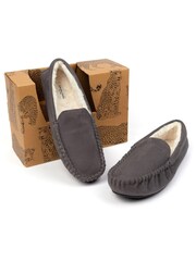 Chelsea Peers Grey Suedette Moccasin Slippers - Men's - Image 1 of 4