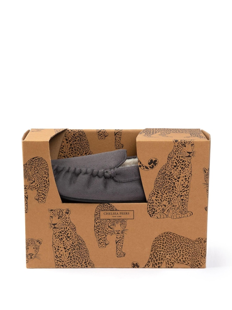 Chelsea Peers Grey Suedette Moccasin Slippers - Men's - Image 4 of 4