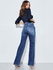 Lipsy Dark Blue High Waist Slim Flare Jeans - Image 2 of 4