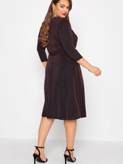 Yours Curve Red London Party Wrap Dress - Image 3 of 4