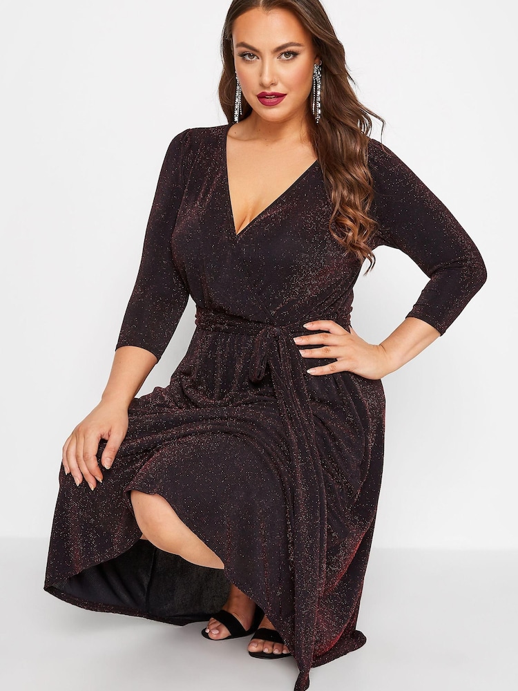 Yours Curve Red London Party Wrap Dress - Image 4 of 4 Yours Curve Red London Party Wrap Dress - Image 4 of 4