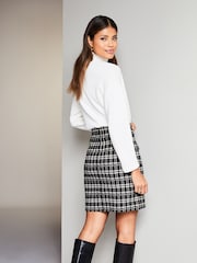 Lipsy Black Check Jacquard Mini Skirt - Image 2 of 4
