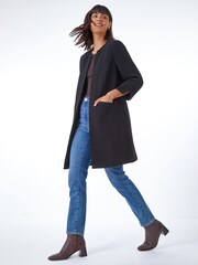 Roman Black Smart Textured Longline Jacket - Image 2 of 5