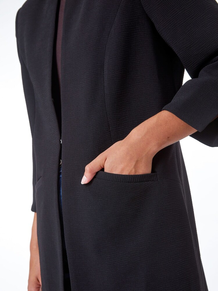 Roman Black Smart Textured Longline Jacket - Image 5 of 5