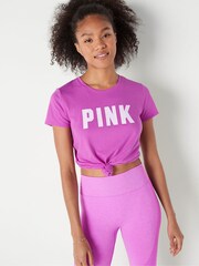 Victoria's Secret PINK House Party Purple Logo Short Sleeve T-Shirt - Image 1 of 3