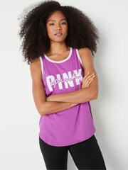 Victoria's Secret PINK House Party Purple Logo Racerback Tank Top - Image 1 of 3