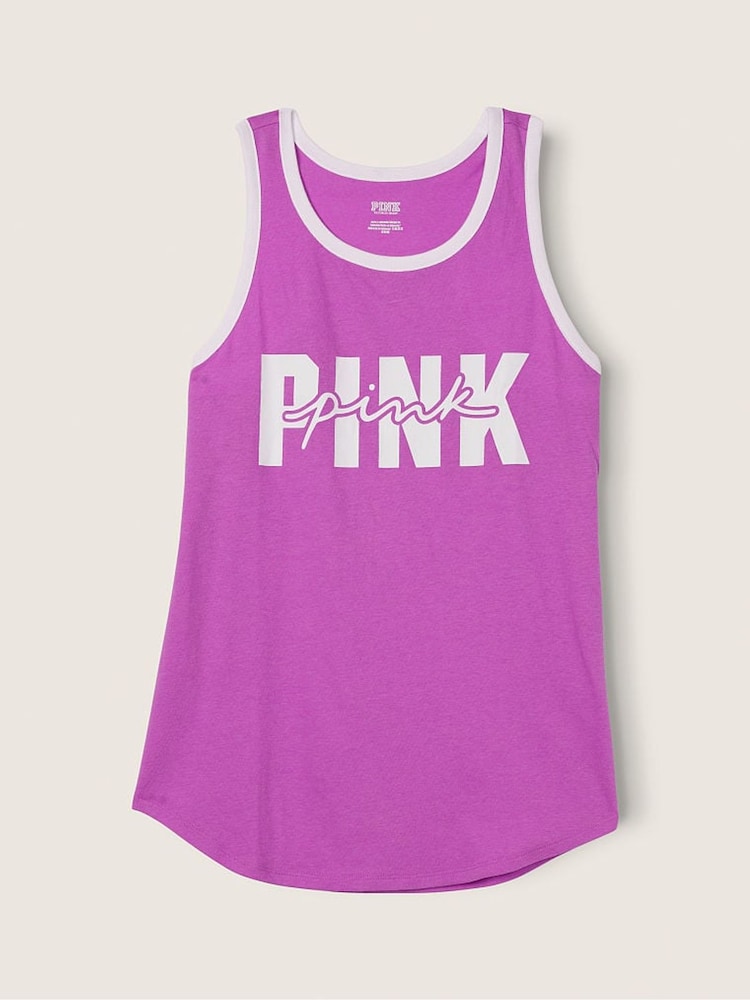Victoria's Secret PINK House Party Purple Logo Racerback Tank Top - Image 3 of 3