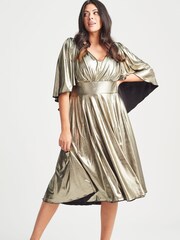 Scarlett & Jo Gold Liquid Midi Dress - Image 1 of 4