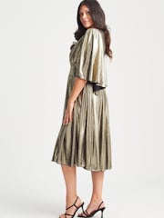 Scarlett & Jo Gold Liquid Midi Dress - Image 3 of 4