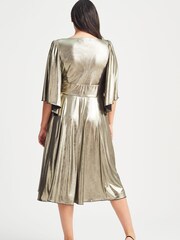Scarlett & Jo Gold Liquid Midi Dress - Image 4 of 4