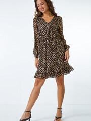 Dusk Brown Metallic Animal Burnout Mini Dress - Image 4 of 5