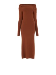 leem Red Off-Shoulder Knitted Midi Dress - Image 6 of 6