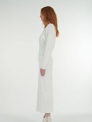 leem White Batwing Ribbed Knit Sweater - Image 3 of 6