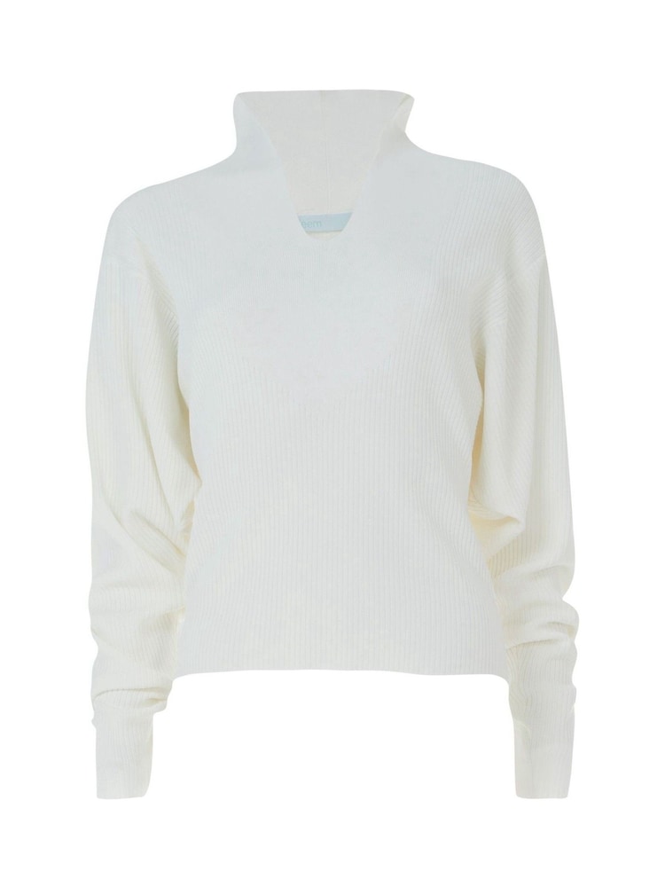 leem White Batwing Ribbed Knit Sweater - Image 6 of 6 leem White Batwing Ribbed Knit Sweater - Image 6 of 6