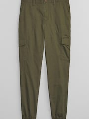 Gap Green Twill Girlfriend Cargo Trousers with Washwell - Image 1 of 1