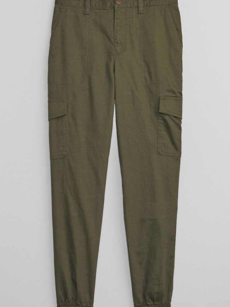 Gap Green Twill Girlfriend Cargo Trousers with Washwell - Image 1 of 1 Gap Green Twill Girlfriend Cargo Trousers with Washwell - Image 1 of 1