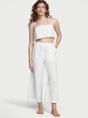 Victoria's Secret White Linen Crop Top - Image 1 of 1