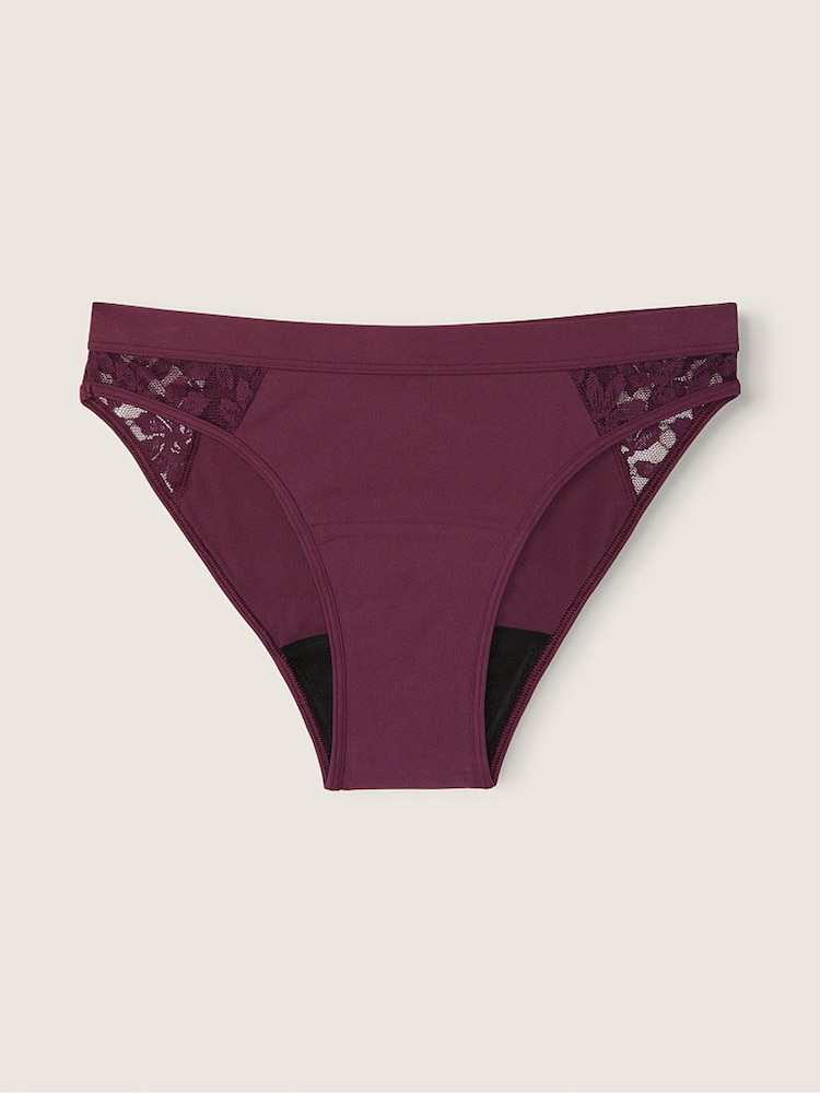 Victoria's Secret PINK Rich Maroon Lace Period Bikini Knicker - Image 1 of 2