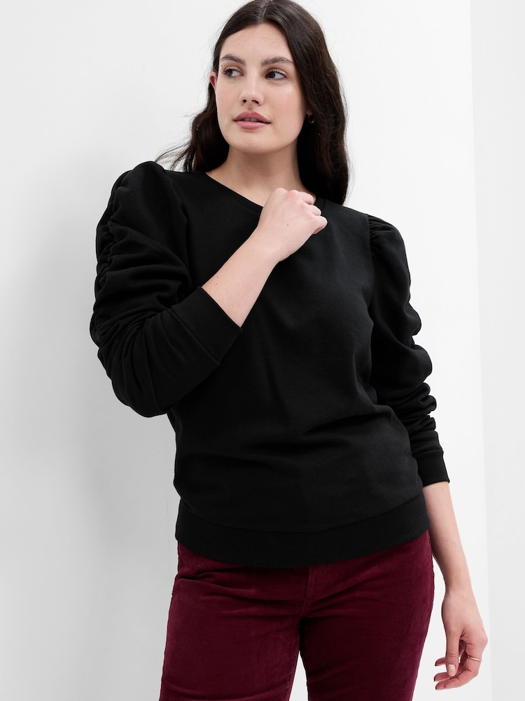 Gap Black Puff Sleeve Crew Neck Sweatshirt - Image 1 of 6