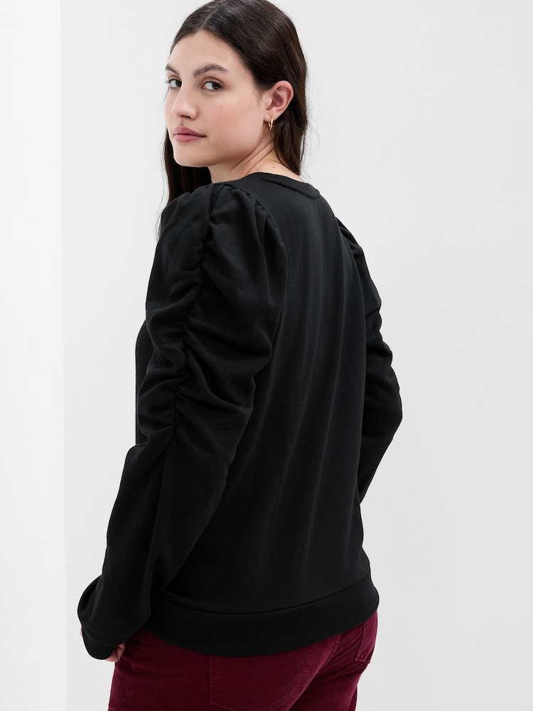 Gap Black Puff Sleeve Crew Neck Sweatshirt - Image 2 of 6