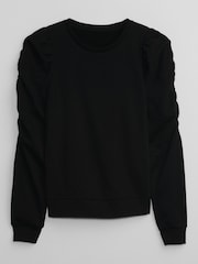 Gap Black Puff Sleeve Crew Neck Sweatshirt - Image 5 of 6