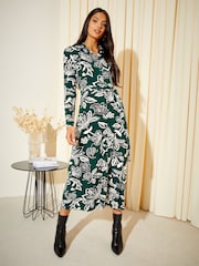 Friends Like These Green Button Through Jersey Shirt Midi Dress - Image 1 of 4