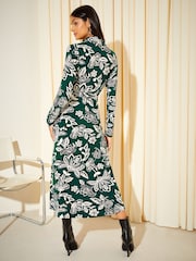 Friends Like These Green Button Through Jersey Shirt Midi Dress - Image 2 of 4