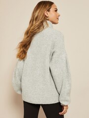 Friends Like These Grey Petite Cosy Roll Neck Rib Jumper - Image 2 of 4