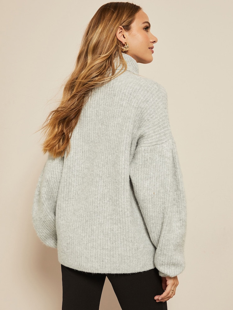 Friends Like These Grey Petite Cosy Roll Neck Rib Jumper - Image 2 of 4