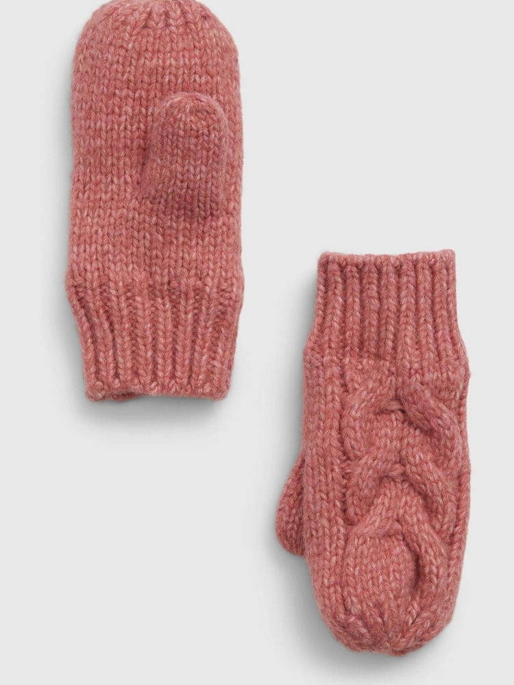 Gap Pink Cable-Knit Mittens - Image 1 of 1