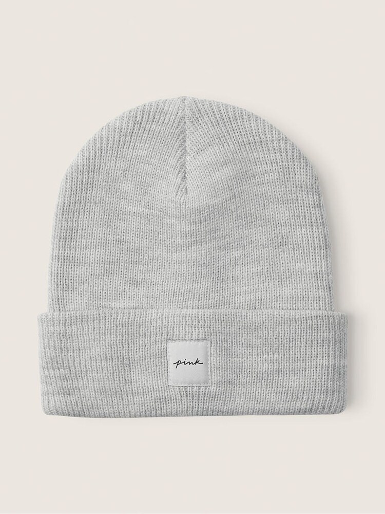Victoria's Secret PINK Grey Rib Beanie Hat - Image 2 of 2