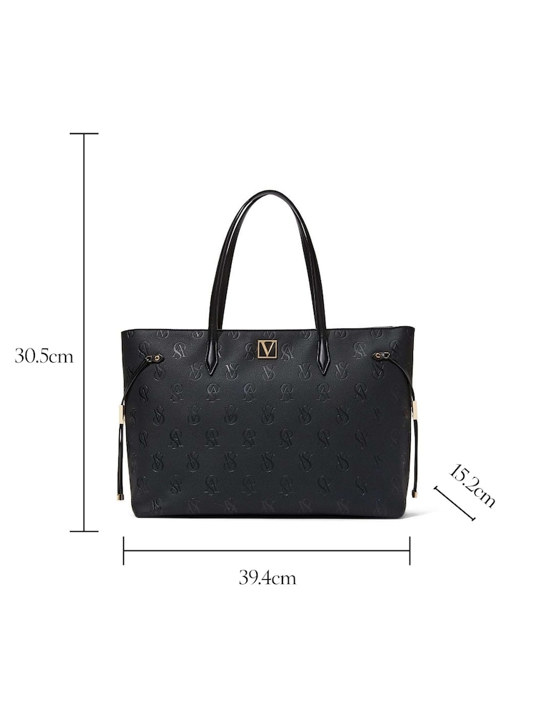 Victoria's Secret Black Embossed Monogram Tote Bag - Image 4 of 4
