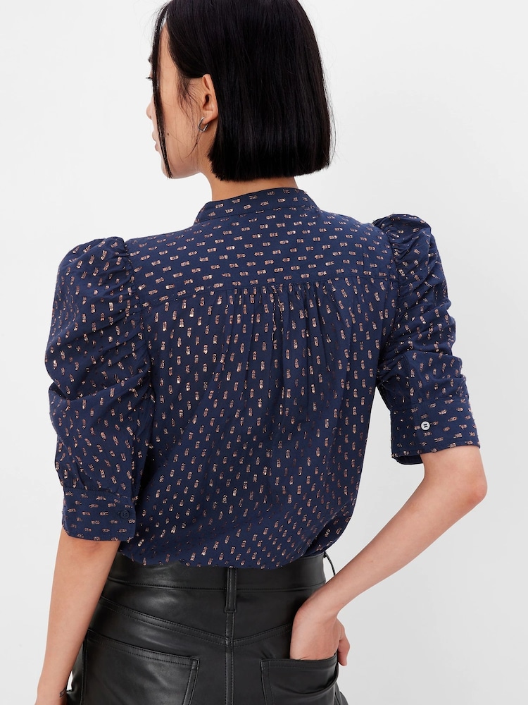 Gap Blue Puff Sleeve Shirt - Image 3 of 3 Gap Blue Puff Sleeve Shirt - Image 3 of 3