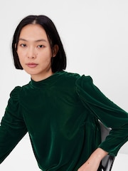 Gap Green Mock Neck Long Sleeve Mini Dress - Image 4 of 4