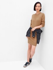 Gap Beige Long Sleeve Crew Neck Jumper Dress - Image 1 of 5