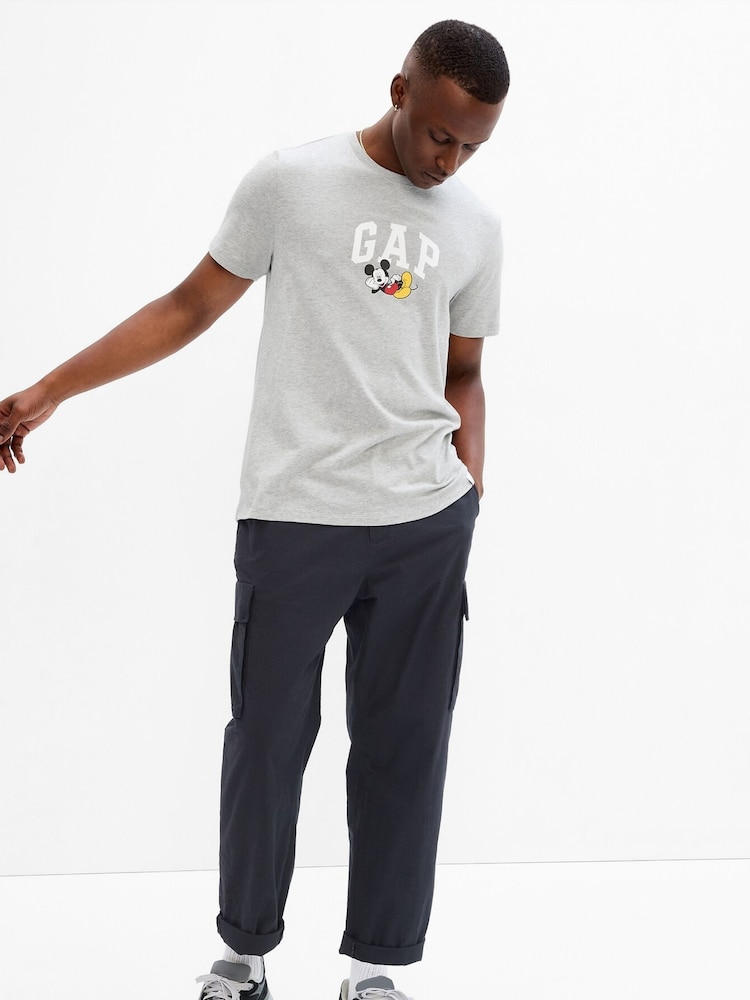 Gap Grey Disney Mickey Mouse Logo Short Sleeve Crewneck T-Shirt - Image 1 of 4