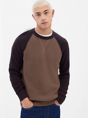 Gap Brown Textured Crew Neck Jumper - Image 1 of 1