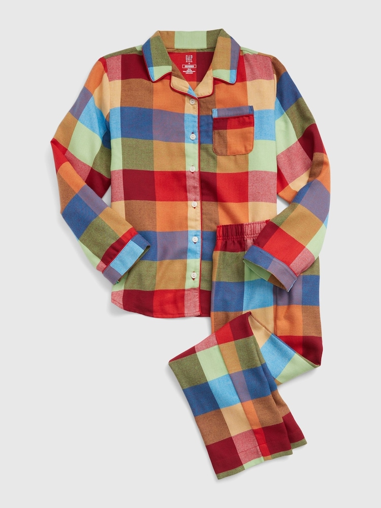 Gap Orange Tartan Long Sleeve Pyjama Set - Image 1 of 2