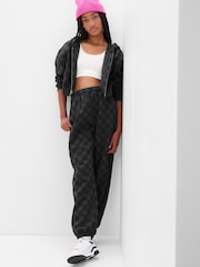 Gap Black Checkered Fleece Joggers - Image 1 of 4