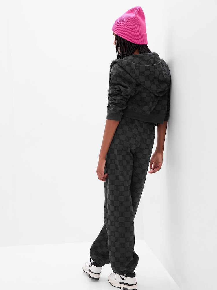 Gap Black Checkered Fleece Joggers - Image 2 of 4