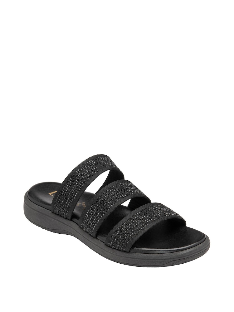 Lotus Footwear Black Casual Diamante Mule Sandal - Image 1 of 4 Lotus Footwear Black Casual Diamante Mule Sandal - Image 1 of 4