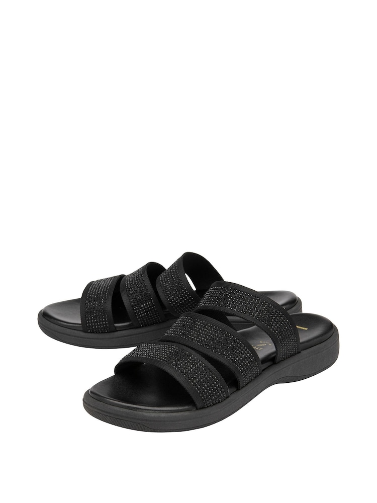 Lotus Footwear Black Casual Diamante Mule Sandal - Image 2 of 4