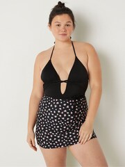 Victoria's Secret PINK Pure Black Floral Swim CoverUp Mini Skirt - Image 1 of 1