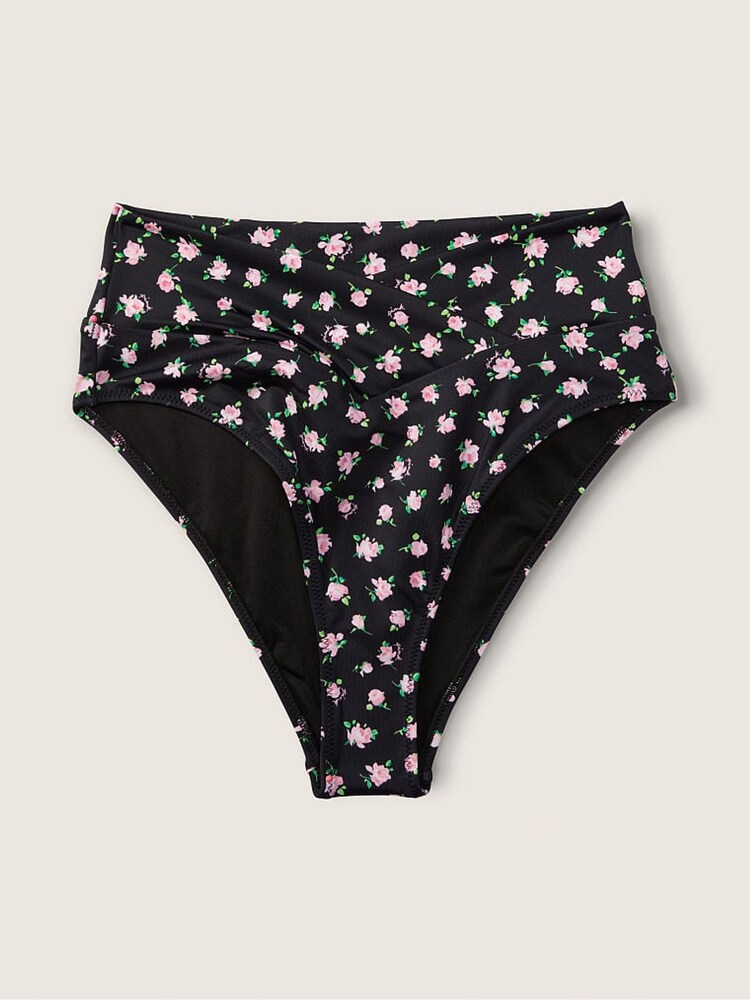Victoria's Secret PINK Pure Black Floral Cross Over Bikini Bottom - Image 3 of 3