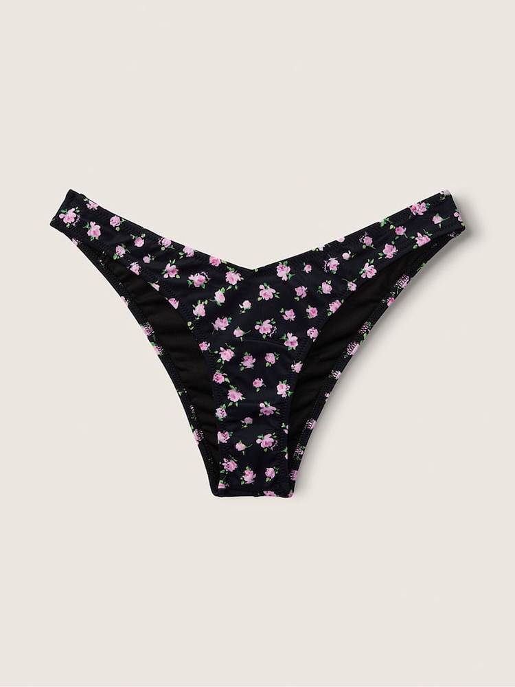 Victoria's Secret PINK Pure Black Floral Brazilian Bikini Bottom - Image 4 of 4