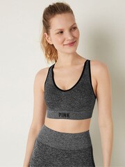 Victoria's Secret PINK Pure Black PINK Active Seamless Air Medium Impact Sports Bra - Image 1 of 4